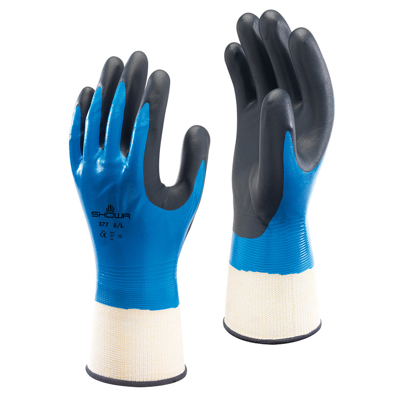 Showa 377 Nitrile Foam Waterproof Grip Work Gloves