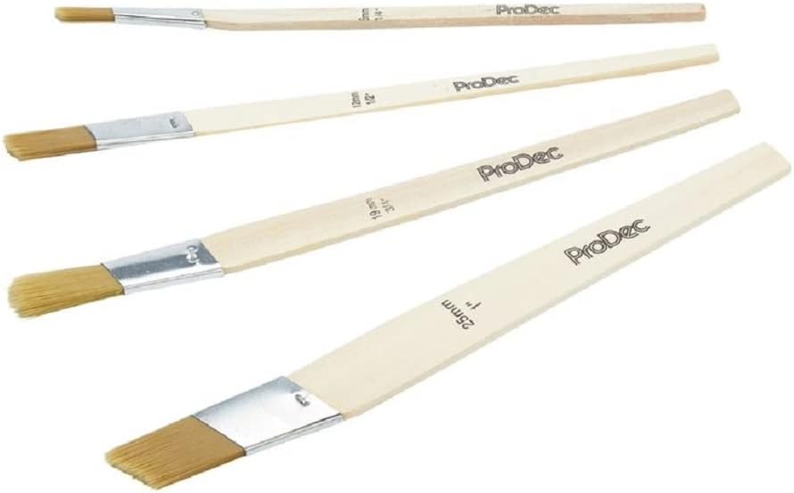 ProDec 4 piece Angled Synthetic Lining Fitch Brush Set for Precise Paint Application and Sharp Lines Ideal for Detail Work