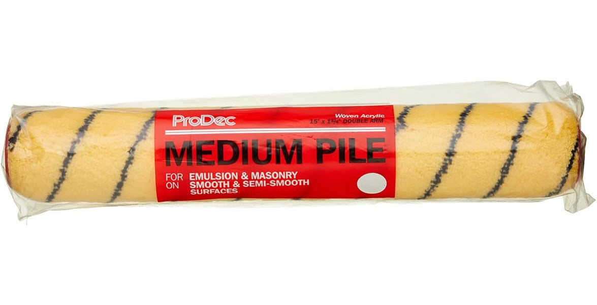 ProDec 15 inch x 1.75" Medium Pile Woven Trade Professional Double Arm Paint Roller for Fast Coverage