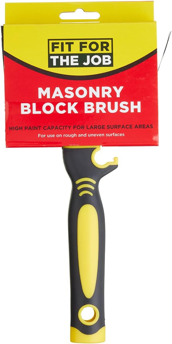 Fit For The Job 4 inch Block Brush, Masonry Brush for Rapid Painting with Smooth &amp; Textured