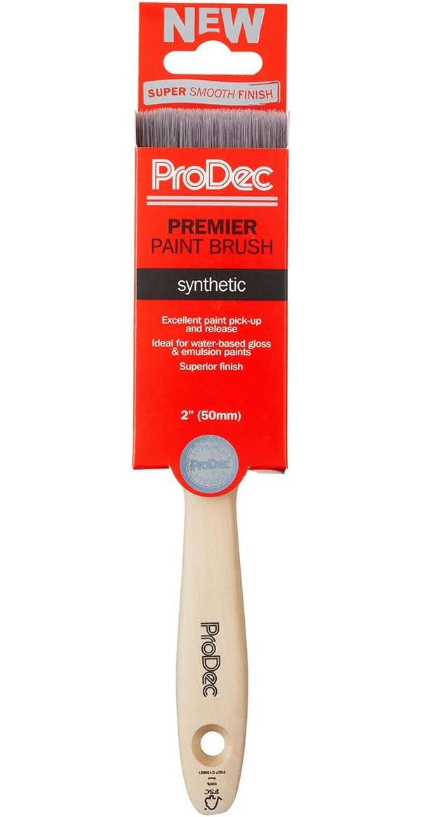 ProDec Premier Trade Professional Synthetic Paint Brush for a Smooth Finish Painting with Emulsion, Gloss and Satin