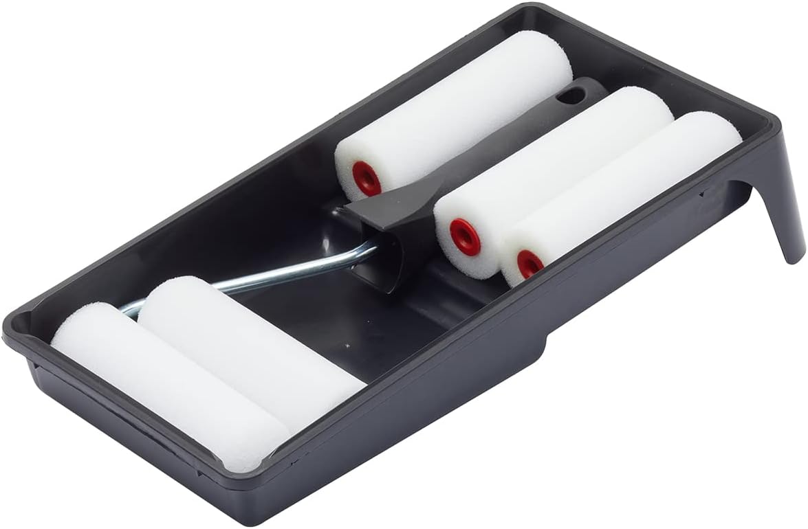 Fit For The Job 7 pc Foam Mini Paint Roller Set for Painting with Gloss &amp; Satin, Wood &amp; Metal