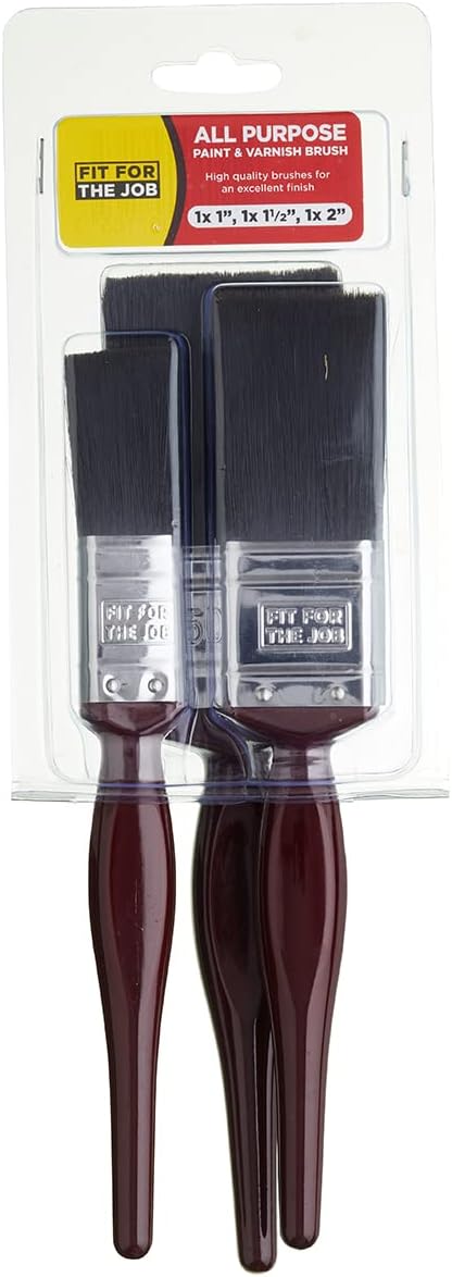 Fit For The Job 3 piece All Purpose Mixed Bristle Paint Brush Set for a Smooth Finish