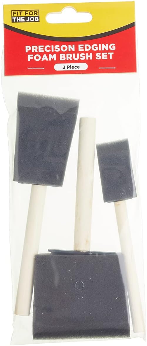 Fit For The Job 3 Piece Foam Paint Brush Set, Foam Brushes for Painting, Arts & Crafts Applying Glue