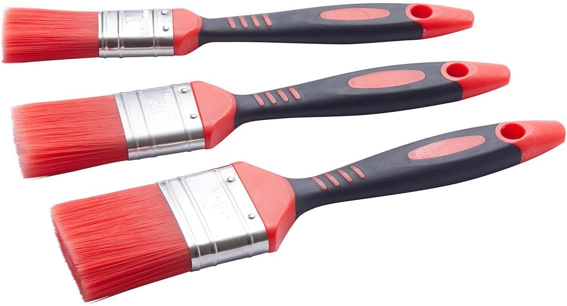 Fit For The Job 3 pc Loss Free Soft Grip Paint Brush Set for a Smooth Finish with No Bristle Loss