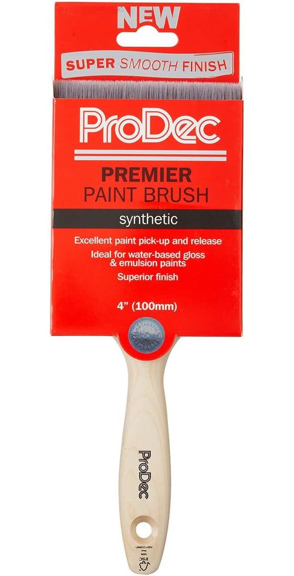 ProDec Premier Trade Professional Synthetic Paint Brush for a Smooth Finish Painting with Emulsion, Gloss and Satin