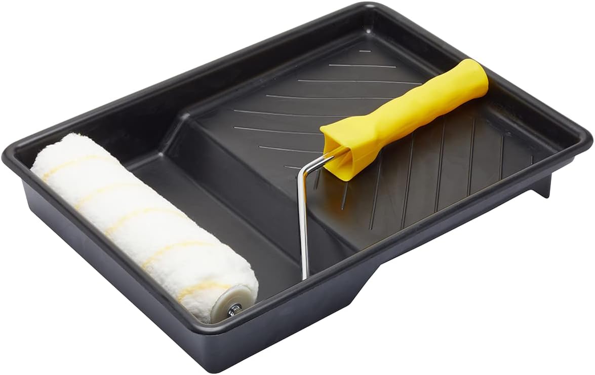 Fit For The Job 3 piece 9 inch Masonry Roller, Frame &amp; Tray Set for DIY Painting With Smooth &amp; Textured Masonry Paints