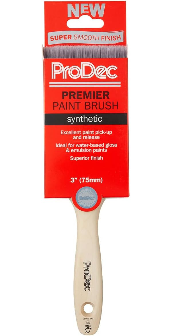 ProDec Premier Trade Professional Synthetic Paint Brush for a Smooth Finish Painting with Emulsion, Gloss and Satin