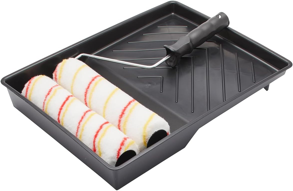 Fit For The Job 4 Piece 9 inch Twin Paint Roller Set for DIY Painting with Emulsion Paints on Walls &amp; Ceilings