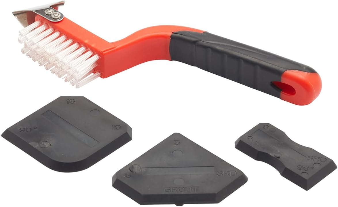 ProDec 4 Piece Caulking Silicone Tool Kit Nylon Brush Scraper Edging Tools