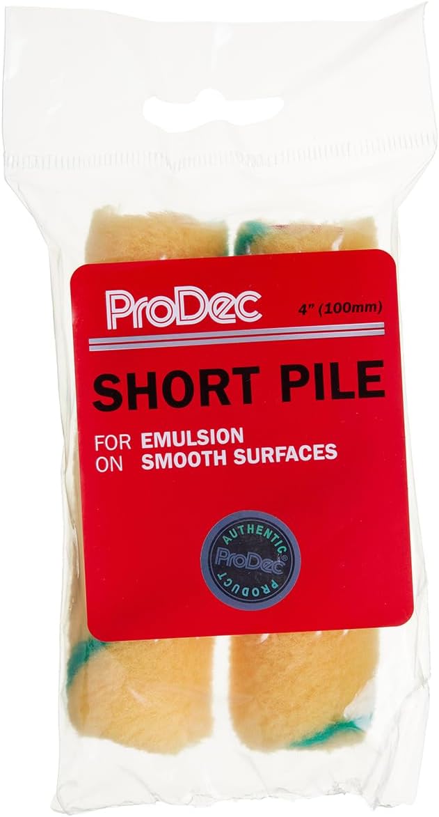 ProDec 2 Pack 4 inch Short Pile Mini Rollers for a Smooth Finish Painting with Trade & DIY Emulsion Paints