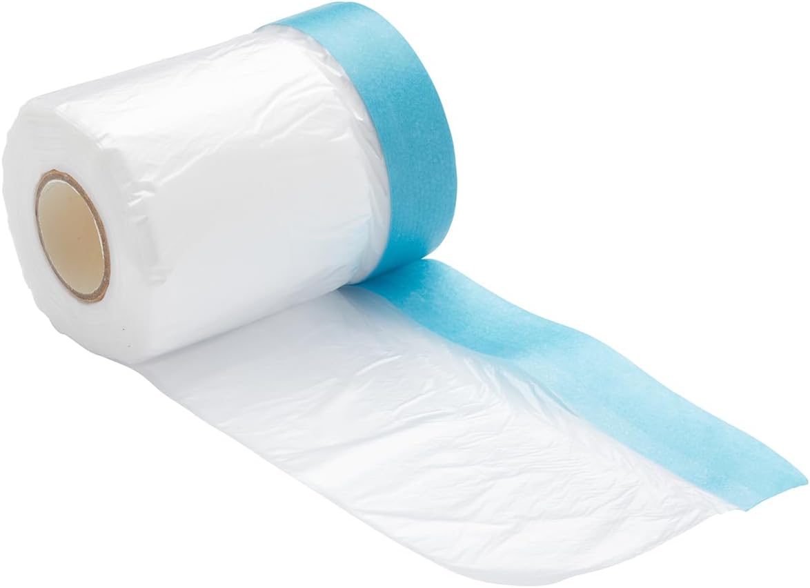 ProDec 55cm x 25m Pre-Masked Polythene Dust Sheet Roll, Dustproof and Waterproof Ideal for Covering