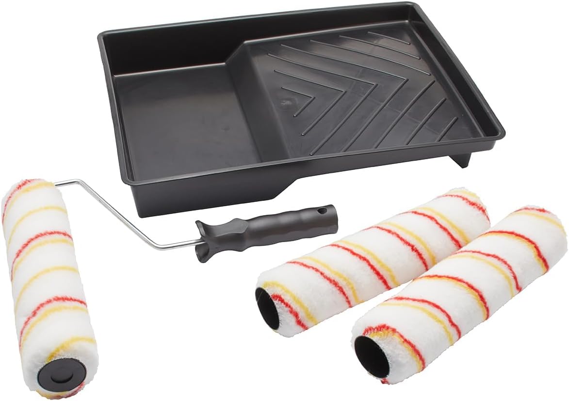 Fit For The Job 5 Piece 9 inch Triple Paint Roller Set for DIY Painting with Emulsion Paints on Walls &amp; Ceilings