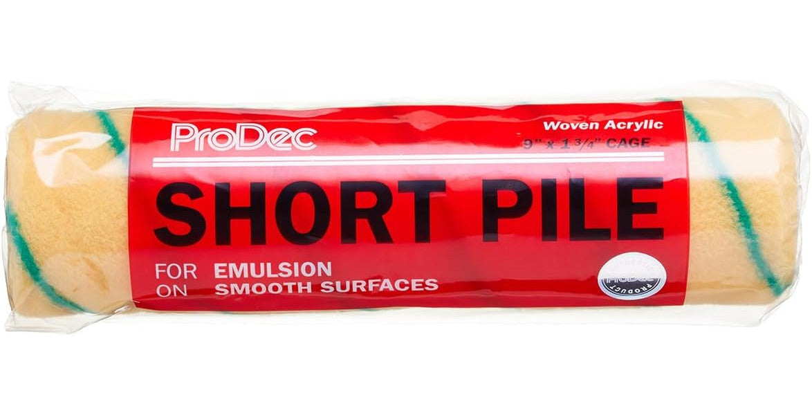 ProDec 9 inch x 1.75" Short Pile Woven Trade Professional Paint Roller for A Smooth Finish