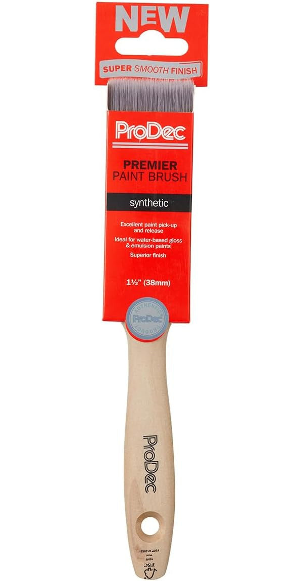 ProDec Premier Trade Professional Synthetic Paint Brush for a Smooth Finish Painting with Emulsion, Gloss and Satin