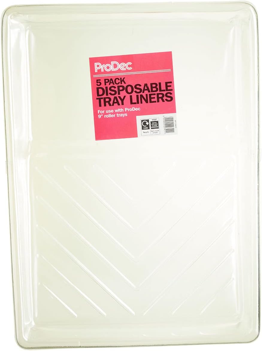 ProDec 5 Pack Disposable 9 inch Paint Tray Liners for Quick No Mess Colour Changes Without Washing