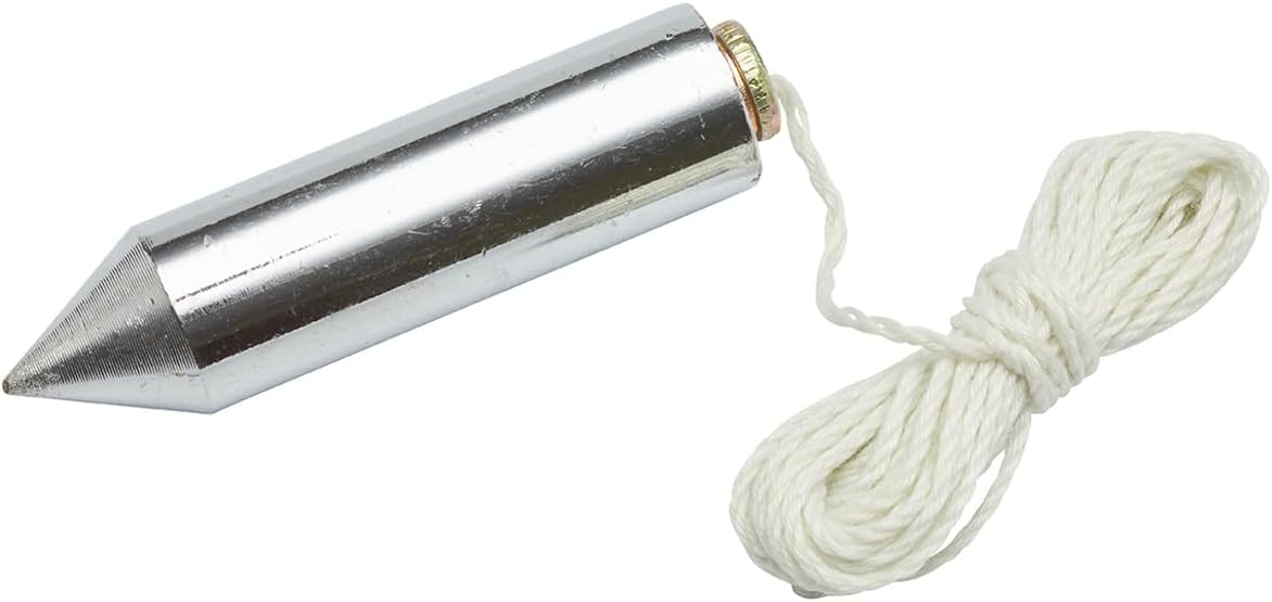 Fit For The Job 2 inch (50mm) Heavy Duty Steel Plumb Bob and Line, 2.5m (8ft), Plumb Line for Wallpaper Hanging