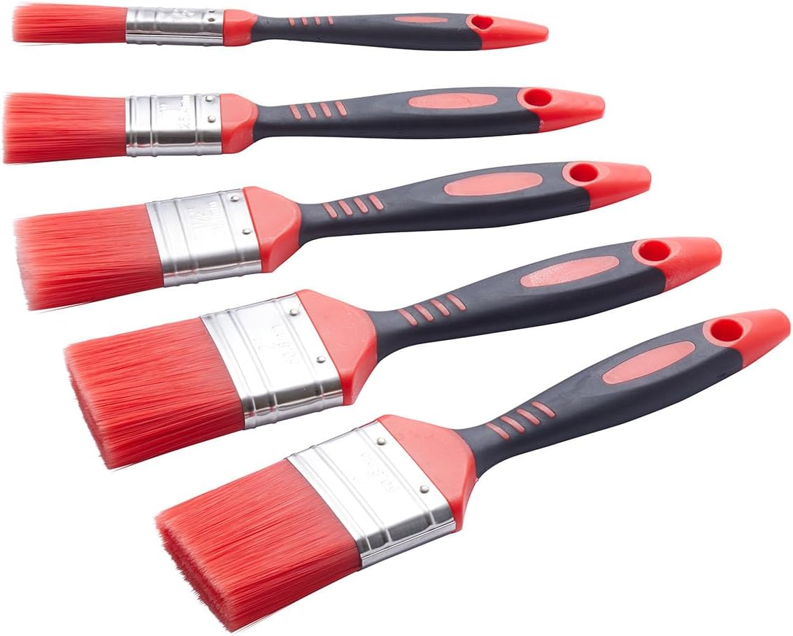 Fit For The Job 5 pc Loss Free Soft Grip Paint Brush Set for a Smooth Finish with No Bristle Loss