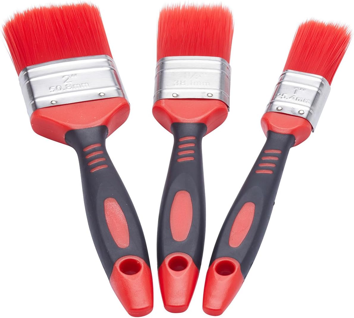 Fit For The Job 3 pc Loss Free Soft Grip Paint Brush Set for a Smooth Finish with No Bristle Loss