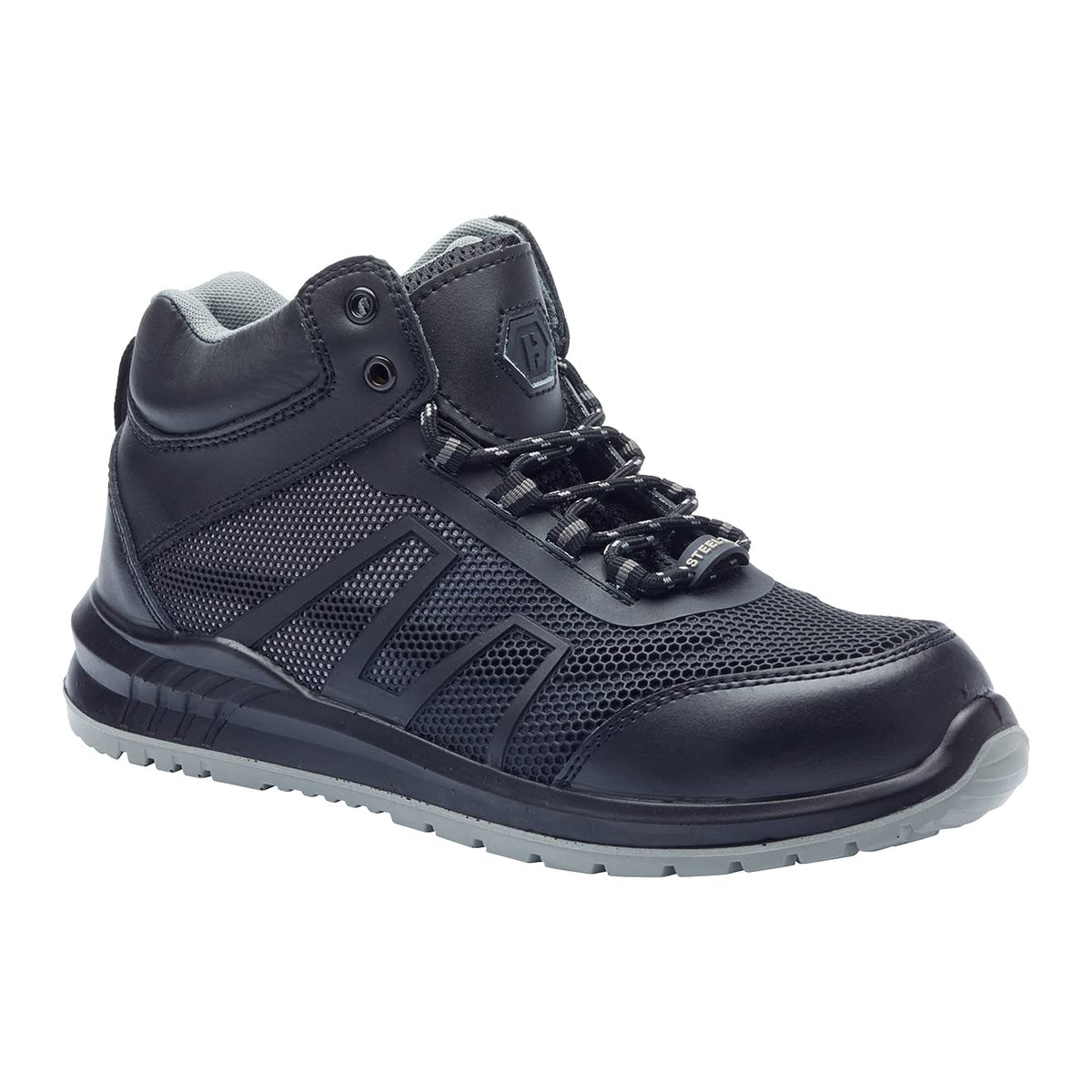 Blackrock Wilson S1-P Safety Boots, Anti Static Black Leather Safety Hiker with Steel Toe Cap