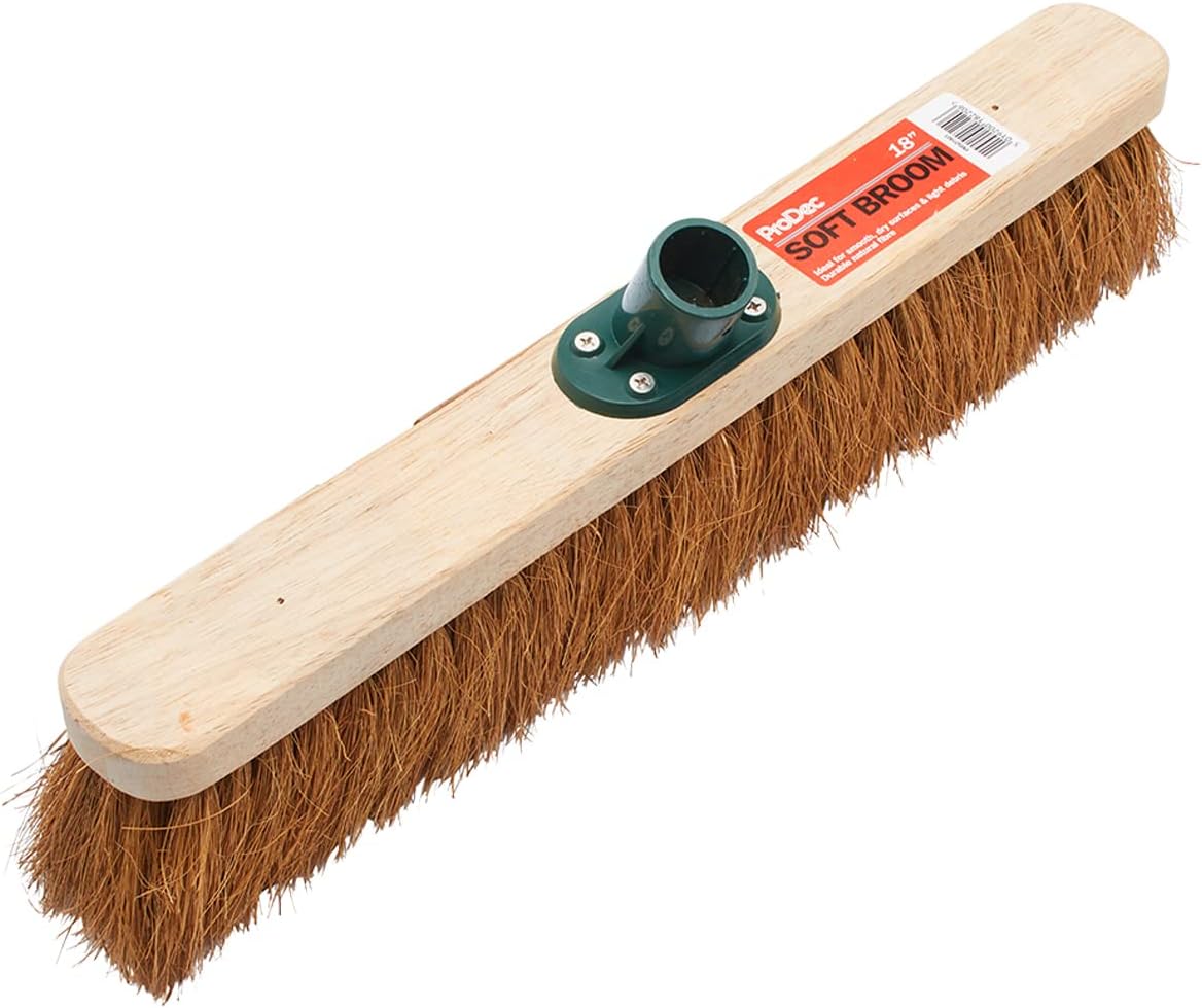ProDec 18 Inch Natural Coco Fibre Soft Sweeping Broom Head for Indoor and Outdoor Sweeping, Brown