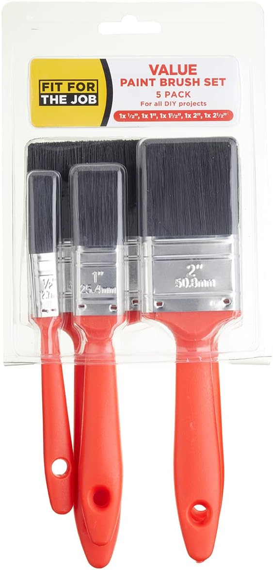 Fit For The Job 5 piece Value DIY Paint Brush for Painting with Emulsion, Gloss and Satin Paints