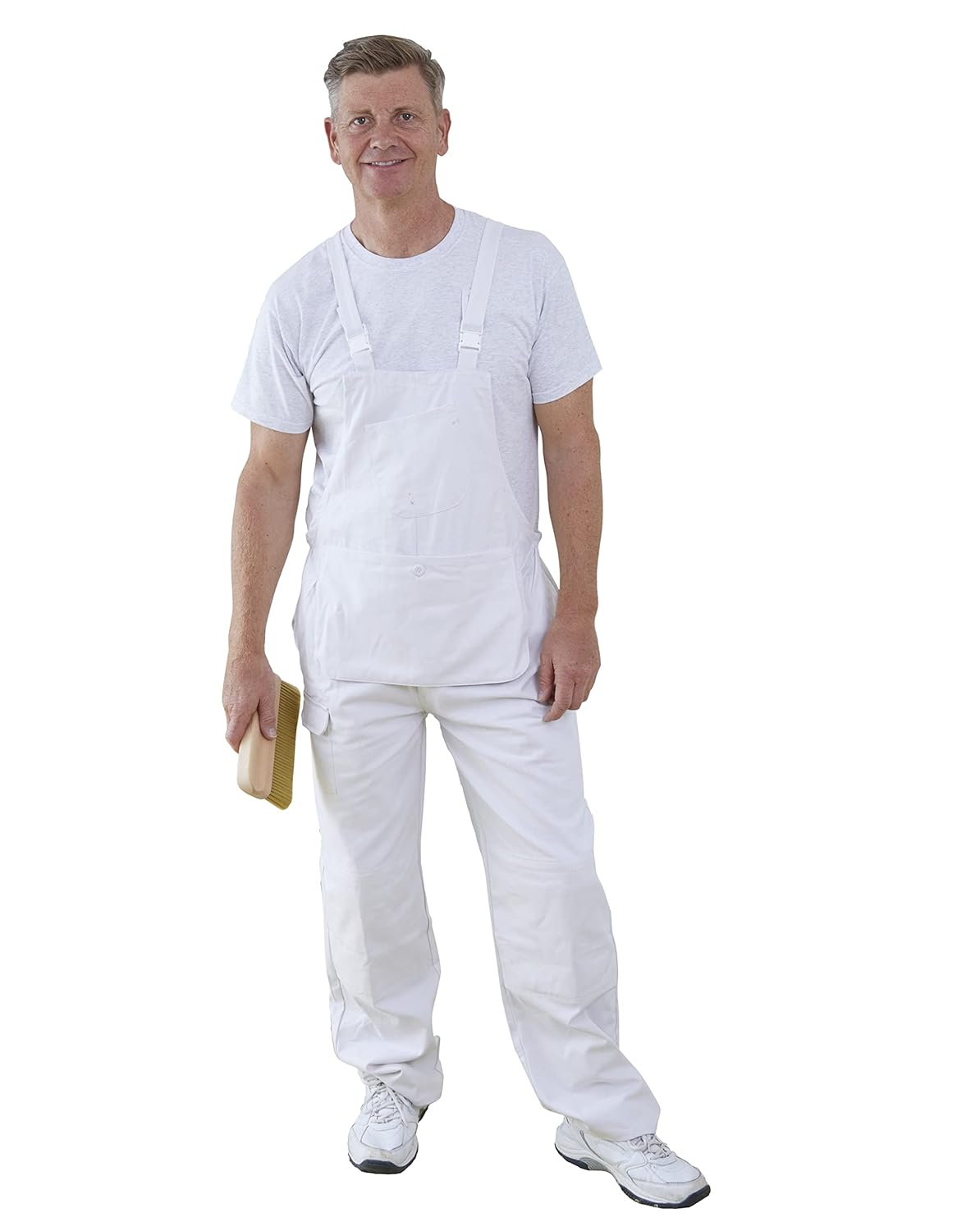 Fit For The Job 100% Cotton Drill, Multi Pocket White Painter & Decorator's Bib and Brace Overalls Dungarees