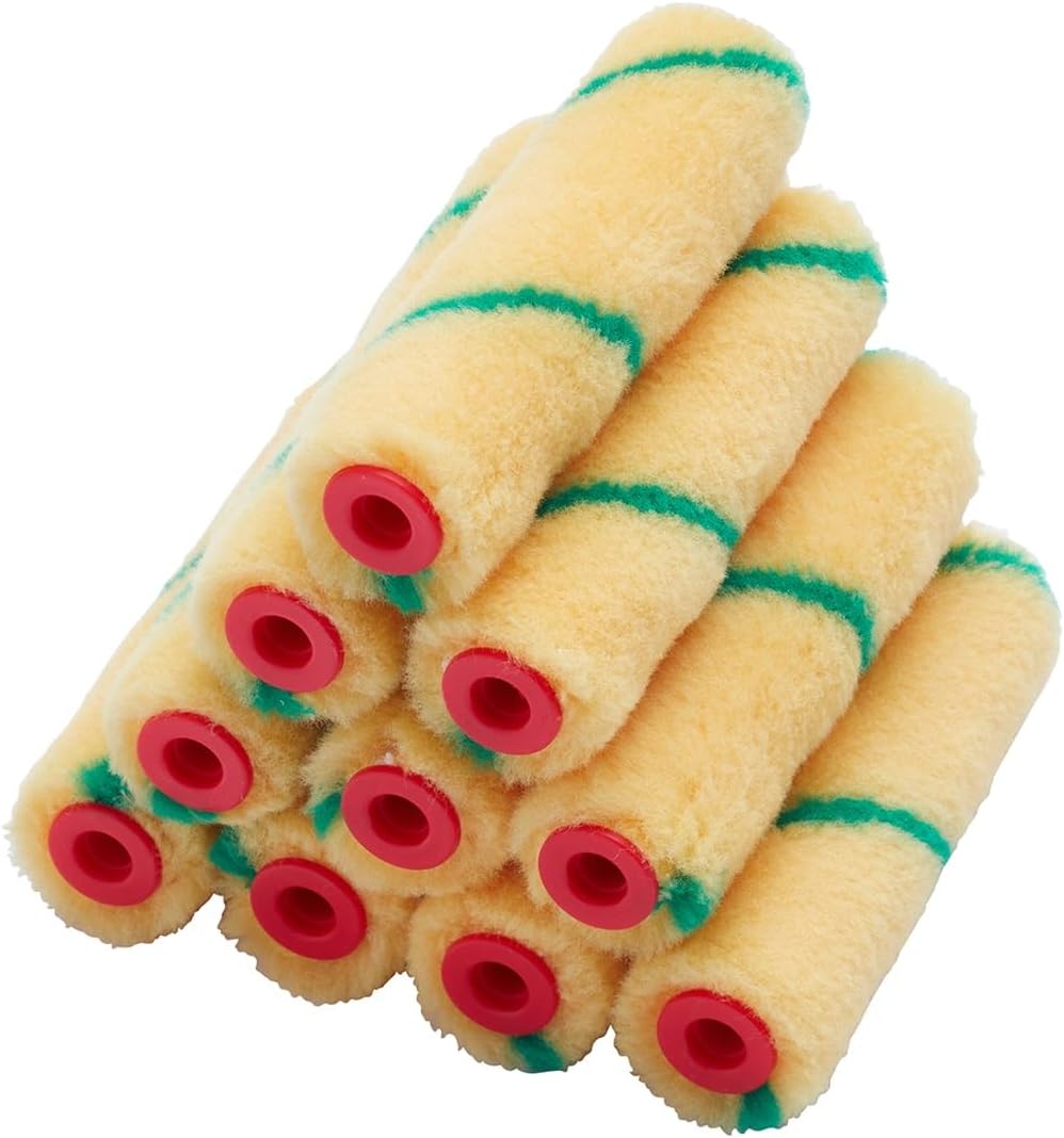 ProDec 10 Pack 4 inch Short Pile Mini Rollers for a Smooth Finish Painting with Trade & DIY Emulsion Paints
