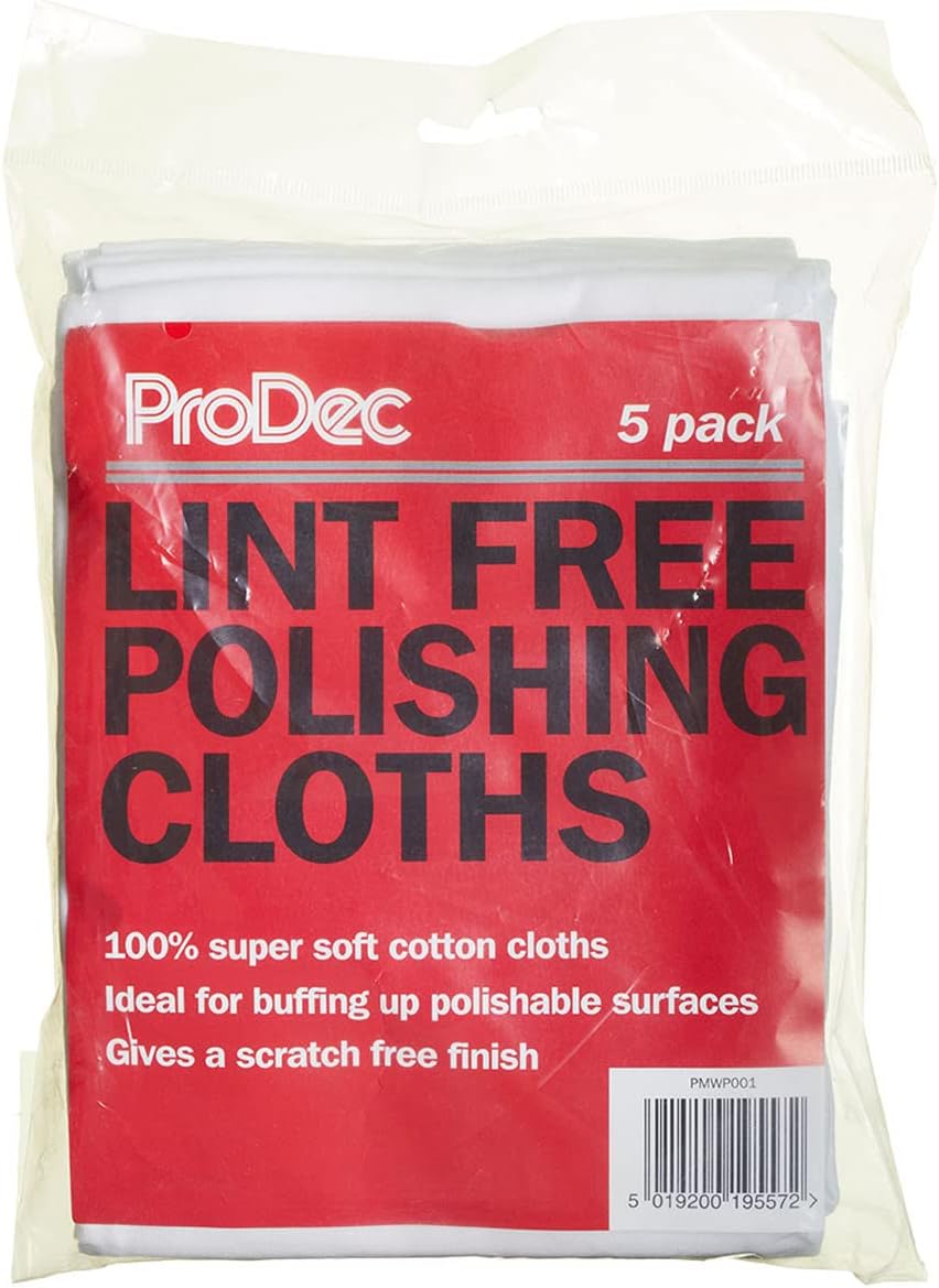ProDec 5 pack Lint Free Super Soft Polishing Cloths for Cleaning, Polishing and Buffing Surfaces