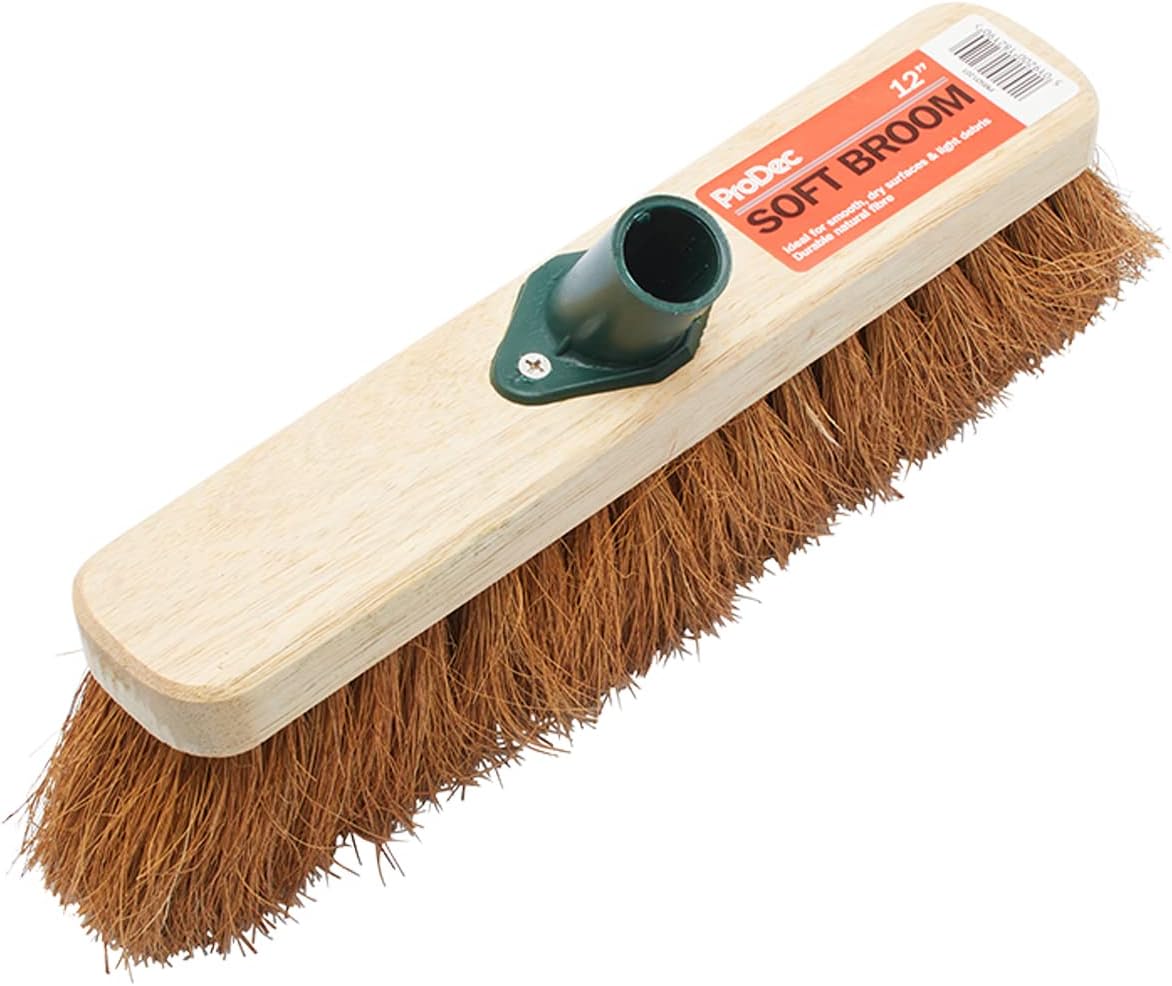 ProDec 12 Inch Natural Coco Fibre Soft Sweeping Broom Head for Indoor and Outdoor Sweeping, Brown, PMSO1201