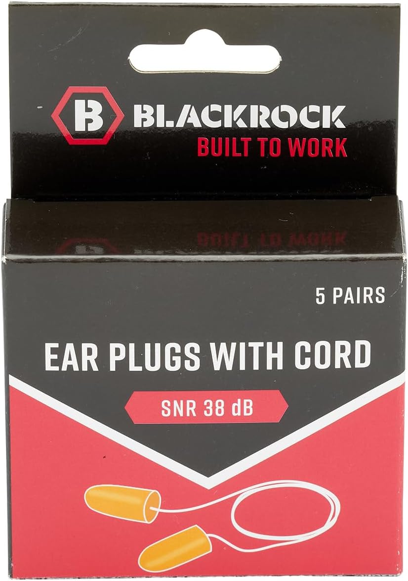 Blackrock 5 Pack Protection Foam Ear Plugs With String, SNR39db, Reusable, Protection/Defenders