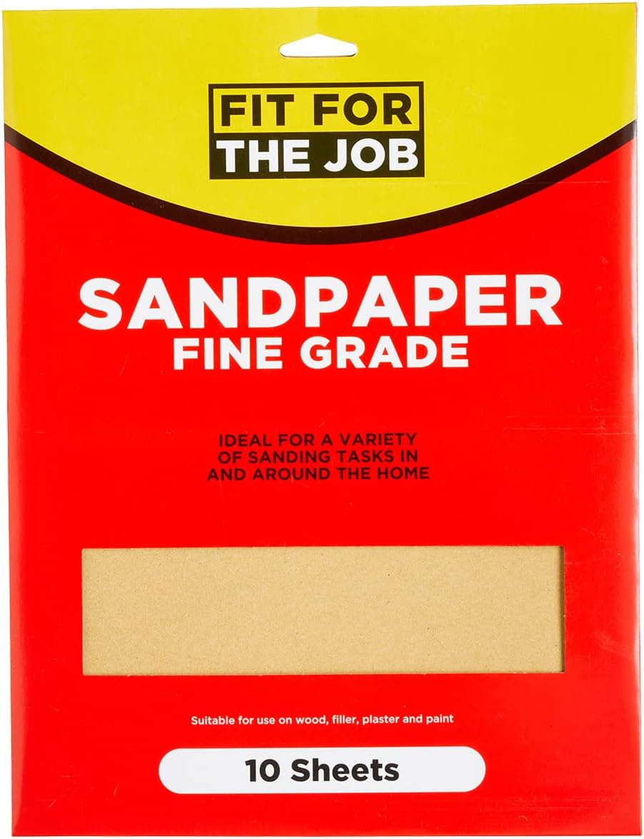 Fit For The Job 10 Large A4 Size Sheets Fine Grade Sandpaper for Sanding Wood