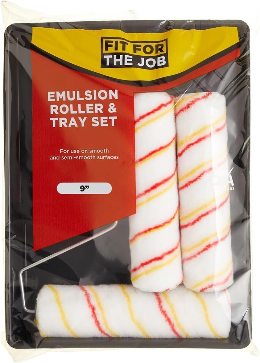 Fit For The Job 5 Piece 9 inch Triple Paint Roller Set for DIY Painting with Emulsion Paints on Walls &amp; Ceilings