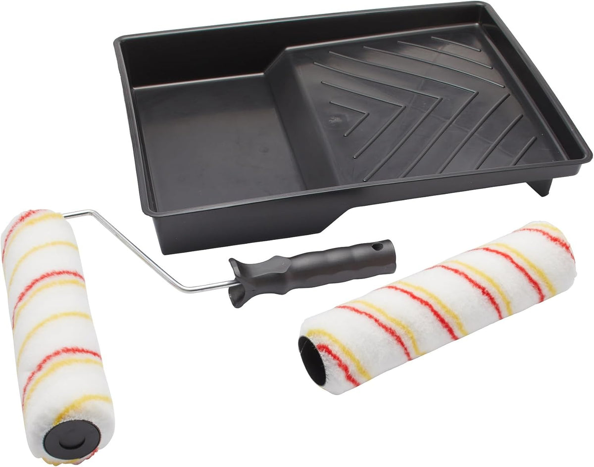 Fit For The Job 4 Piece 9 inch Twin Paint Roller Set for DIY Painting with Emulsion Paints on Walls &amp; Ceilings