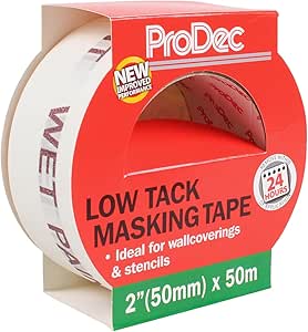 ProDec 2 inch x 50m Low Tack Multi Surface Painters Masking Tape for Delicate Surfaces Gives Sharp Paint Lines