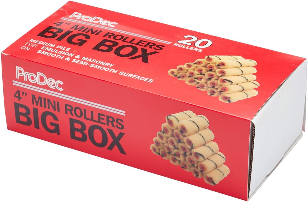 ProDec Big Box 20 Pack 4 inch Medium Pile Woven Mini Paint Rollers for a Smooth Finish