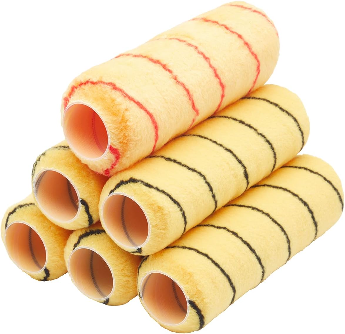 ProDec 9 inch x 1.75" Woven Trade Professional Paint Rollers 6 Pack for A Smooth Finish Painting with Emulsion