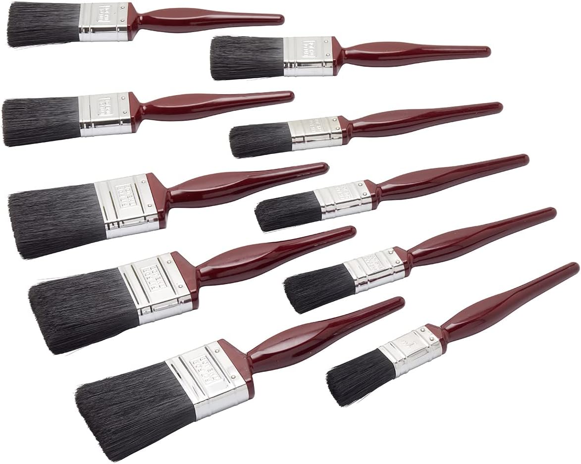 Fit For The Job 9 piece All Purpose Mixed Bristle Paint Brush Set + Free Window Brush