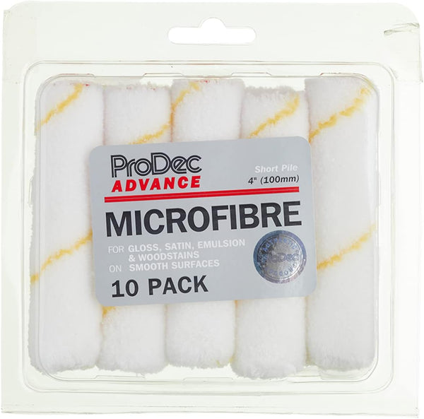 ProDec Advance 2 pack 4 inch Microfiber Mini Short Pile Paint Rollers for a smooth finish with Emulsion, Shine, Satin, Varnish, Wood Stain on Walls, Ceilings, Skirting Boards, Windowsills, Doors, 4 ProDec Advance 2 pack 4 inch Microfiber Mini Short Pile Paint Rollers for a smooth finish with Emulsion, Shine, Satin, Varnish, Wood Stain on Walls, Ceilings, Skirting Boards, Windowsills, Doors, 4