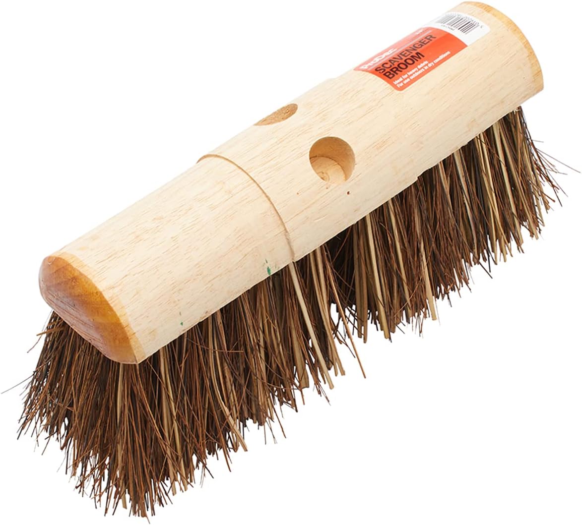 ProDec 13" Natural Palmyra Fibre Stiff Scavenger Broom Head for Heavy Duty Outdoor Sweeping