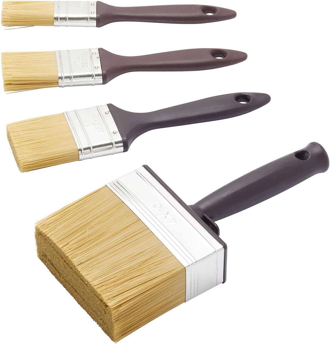 Fit For The Job 4 piece Woodcare Brush for Applying Woodstains, Varnish, Preservatives on All Types of Wood