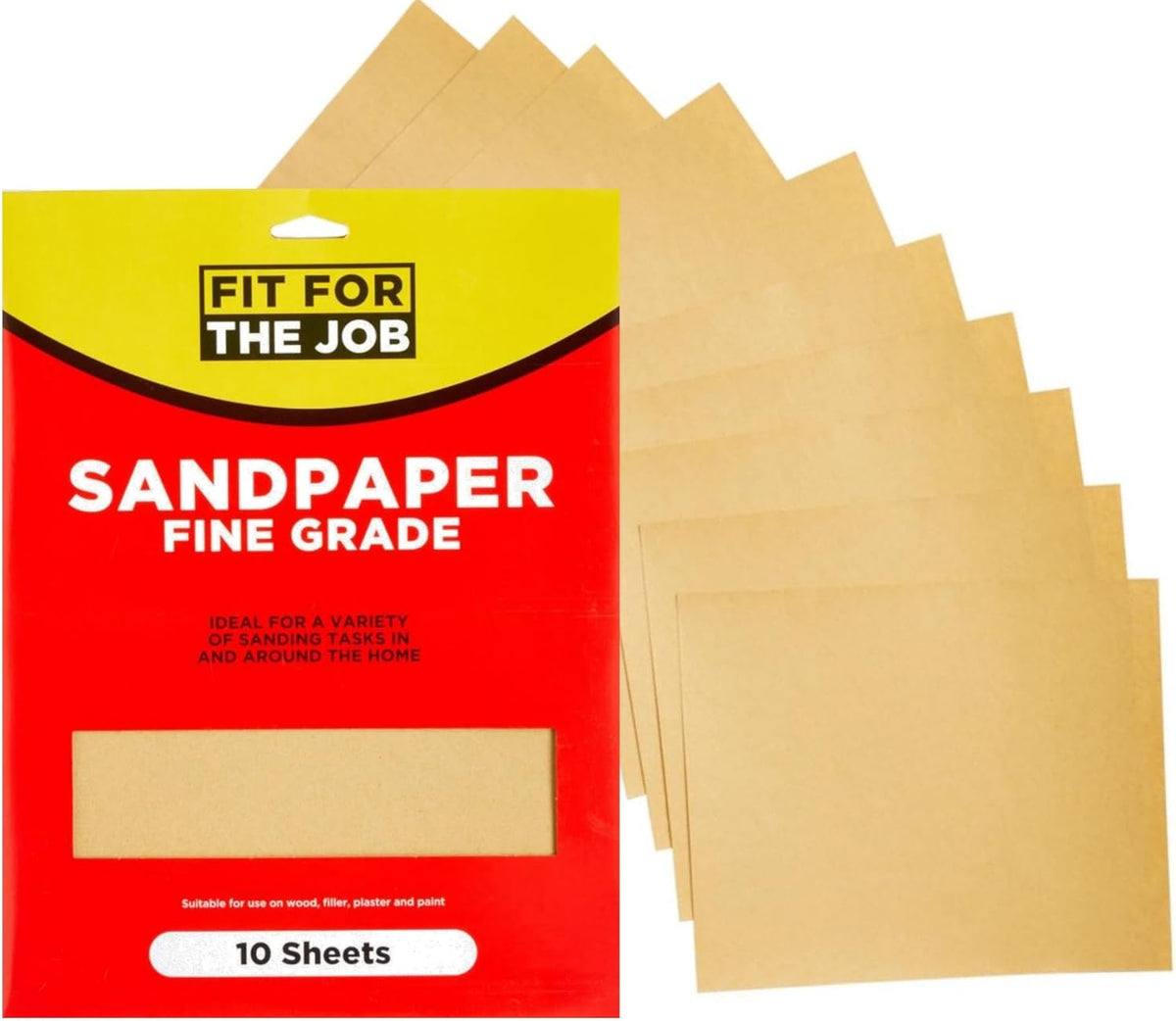Fit For The Job 10 Large A4 Size Sheets Fine Grade Sandpaper for Sanding Wood