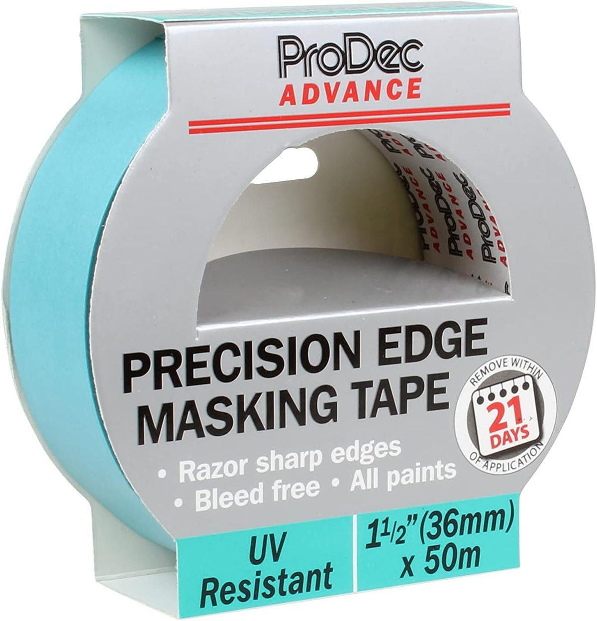 ProDec Advance 36mm (1.5 inch) x 50m UV Resistant Precision Edge Multi Surface Painters Masking Tape