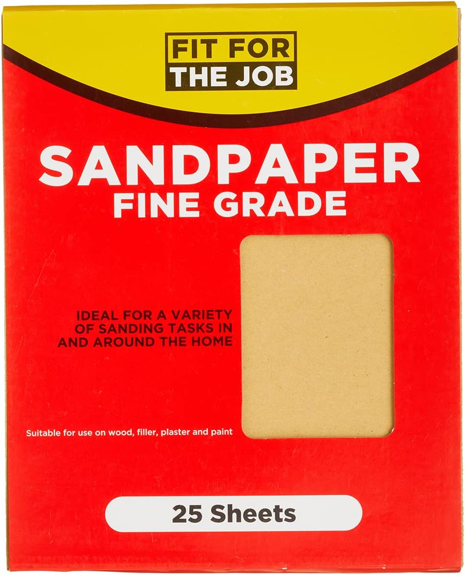 Fit For The Job 25 Large A4 Size Sheets Fine Grade Sandpaper for Sanding Wood