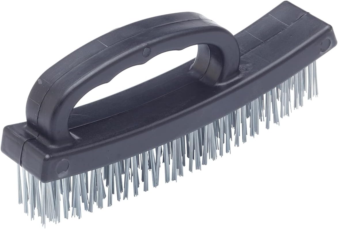 Fit For The Job 6 inch Wire Brush with Overgrip Knuckle Guard Easy Grip Handle, 4 Rows of Wire