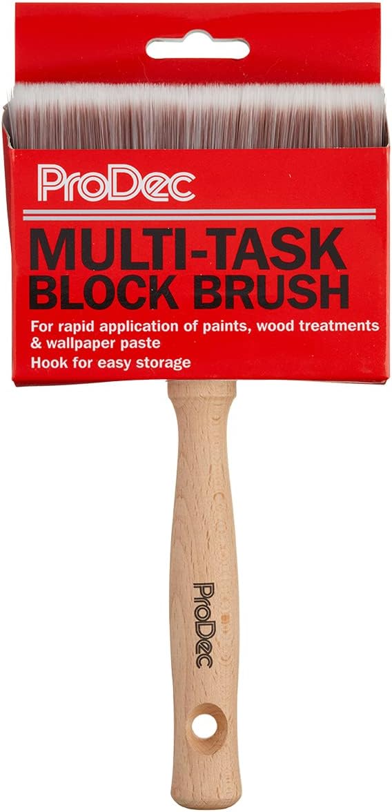 ProDec 4 inch Block Brush for Rapid Painting with Emulsion, Masonry Paint, Woodstains Timber Treatment, Varnish