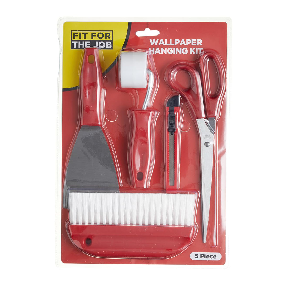 Fit For The Job Wallpaper Kit, 5 pc Paperhanging Kit with Wallpaper Stripper Remover, Scissors, Brush, Scalpel Craft Knife, Seam Roller