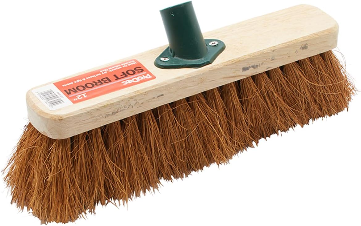 ProDec 12 Inch Natural Coco Fibre Soft Sweeping Broom Head for Indoor and Outdoor Sweeping, Brown, PMSO1201