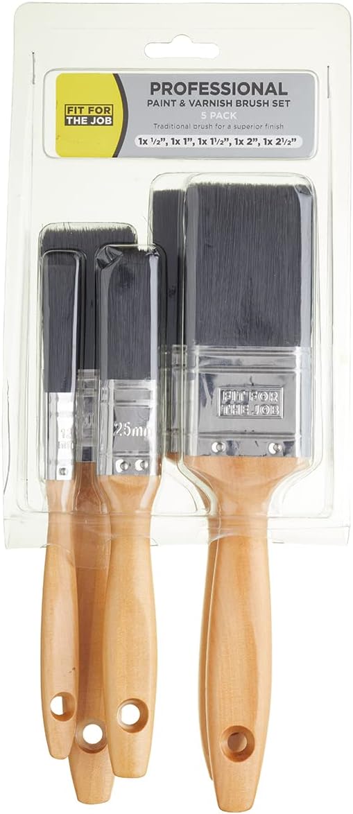 Fit For The Job 5 piece Professional Paint Brush Set For A Smooth Finish with Emulsion, Gloss and Satin