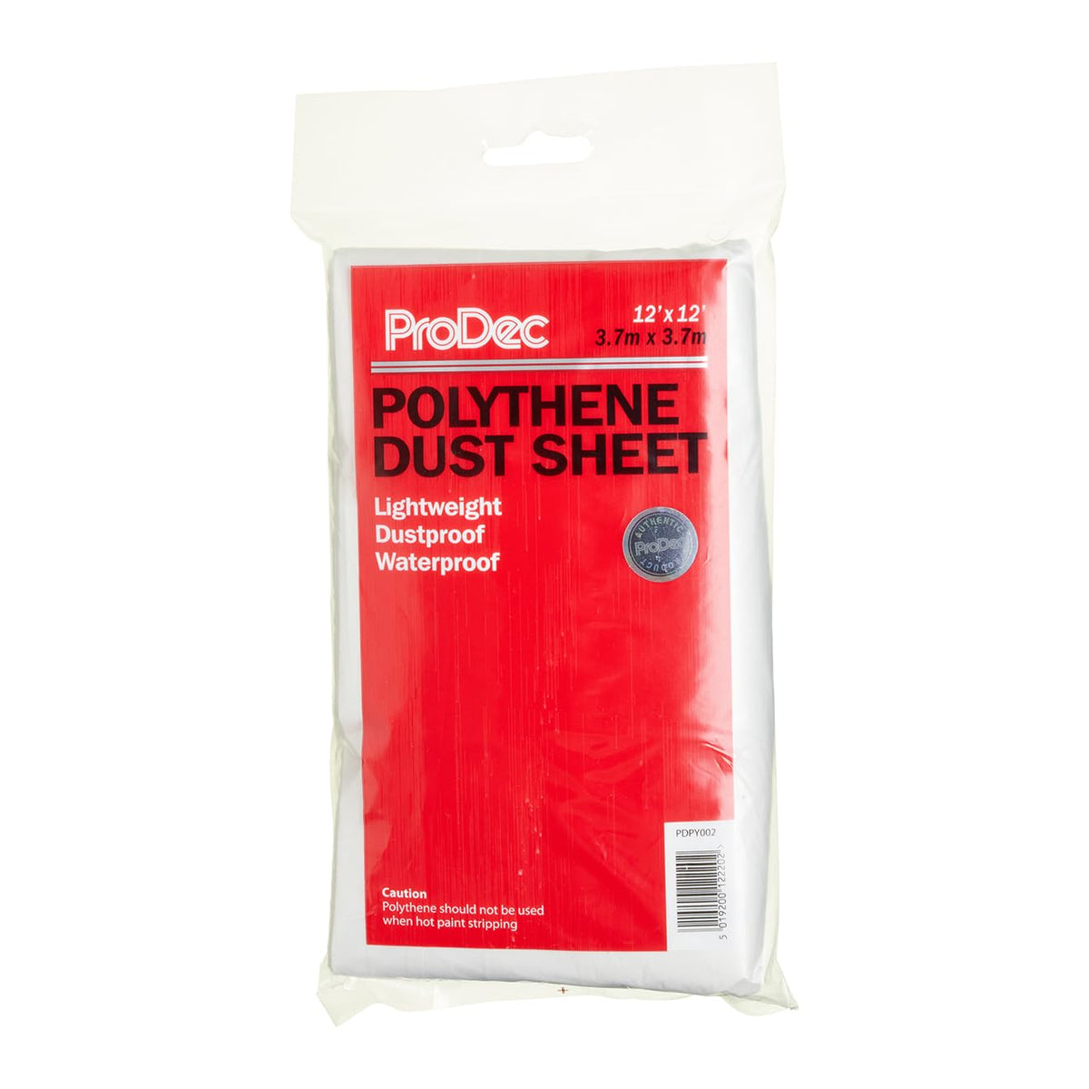 ProDec 12ft x 12ft (3.6m x 3.6m) Lightweight Polythene Dust Sheet, Dustproof and Waterproof Ideal for Covering